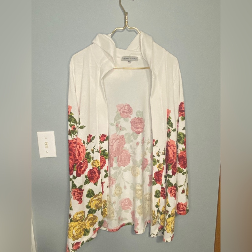 Absolutely Famous Hooded Floral Cardigan
